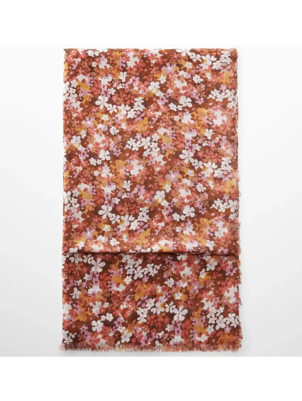 Mango Linen Blend Floral Print Scarf NWT Florence Pink Orange